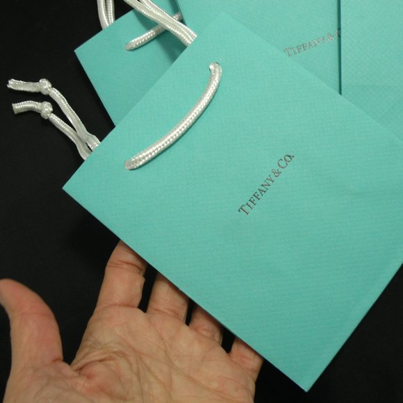 LOT of 4 Small Tiffany & Co. Blue Paper Bags NEW 6" x 5" T& Co. With Handles - Picture 2 of 6